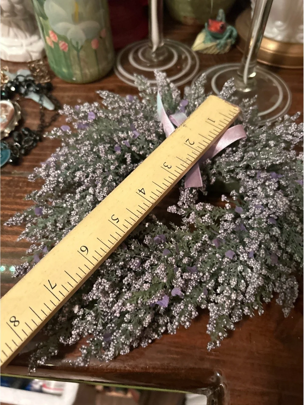 Heart-Shaped Lavender Wreath with Purple Ribbon
